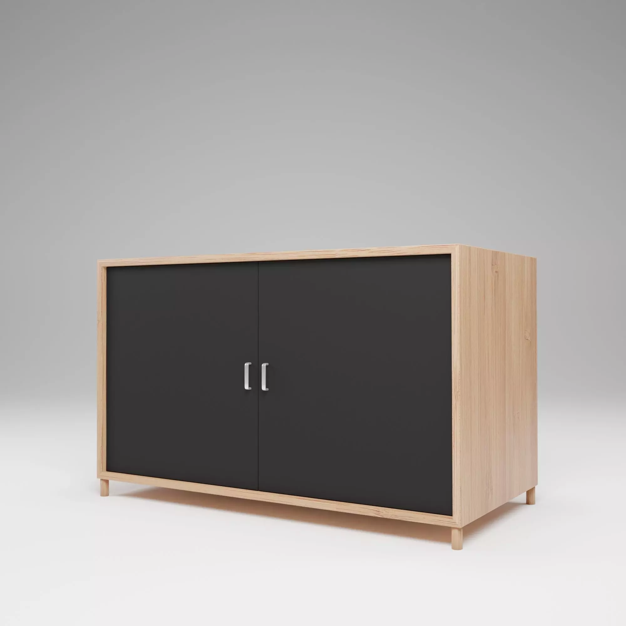 wooden cabinet and black door 3D model