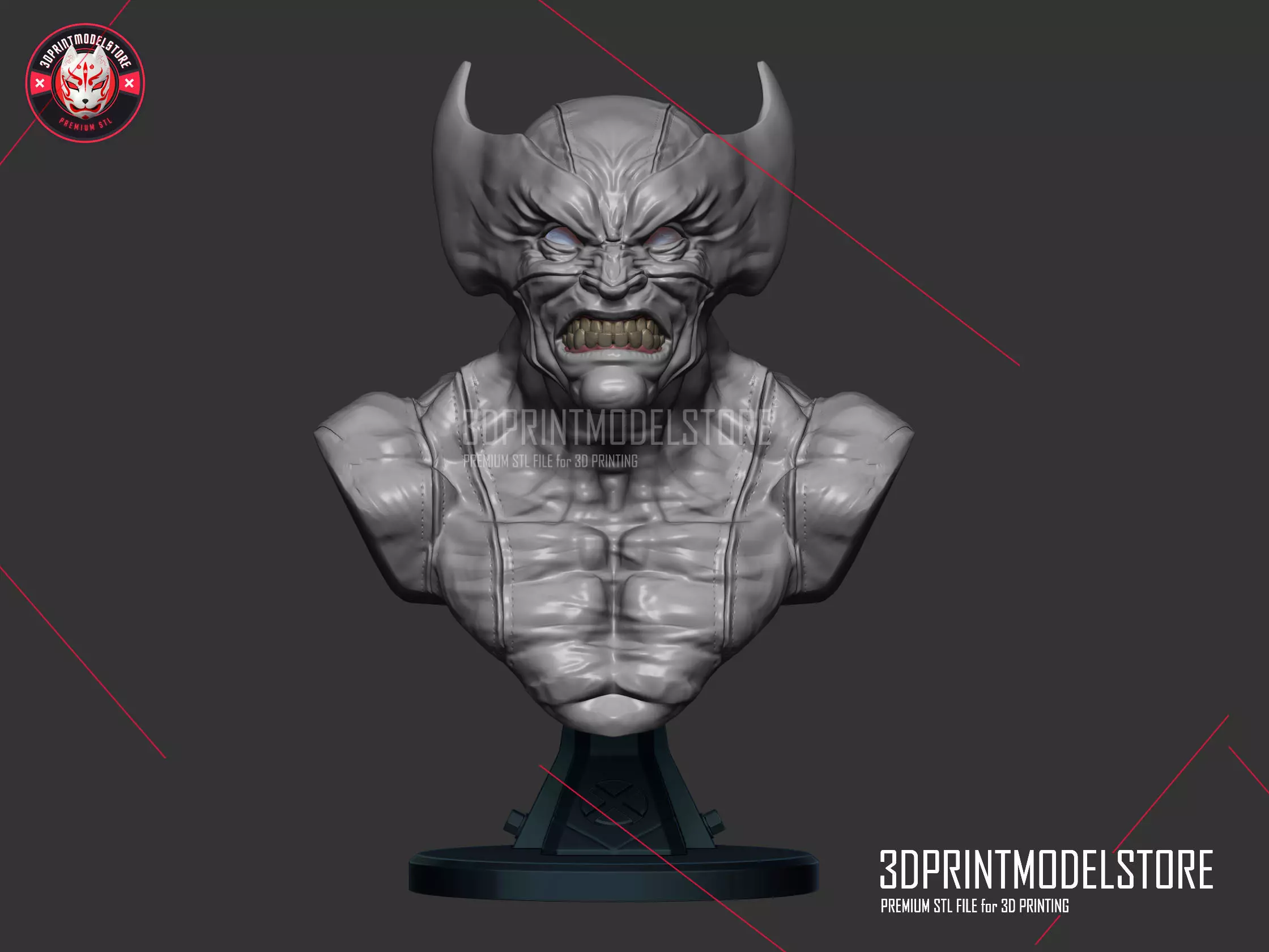 Marvel X-Men Wolverine Miniature Bust Sculpture STL File 3D print model_0