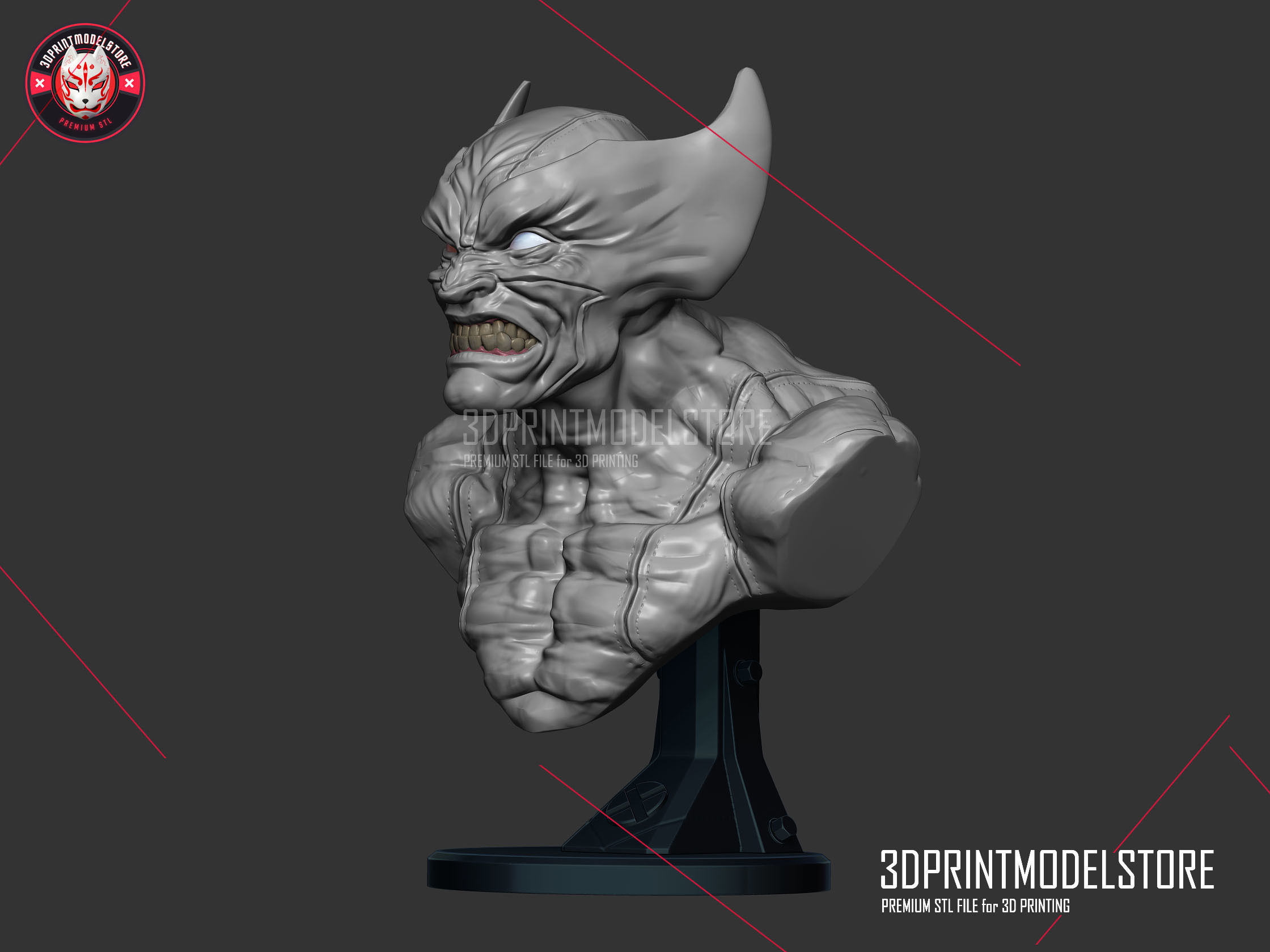 Marvel X-Men Wolverine Miniature Bust Sculpture STL File 3D print model_2