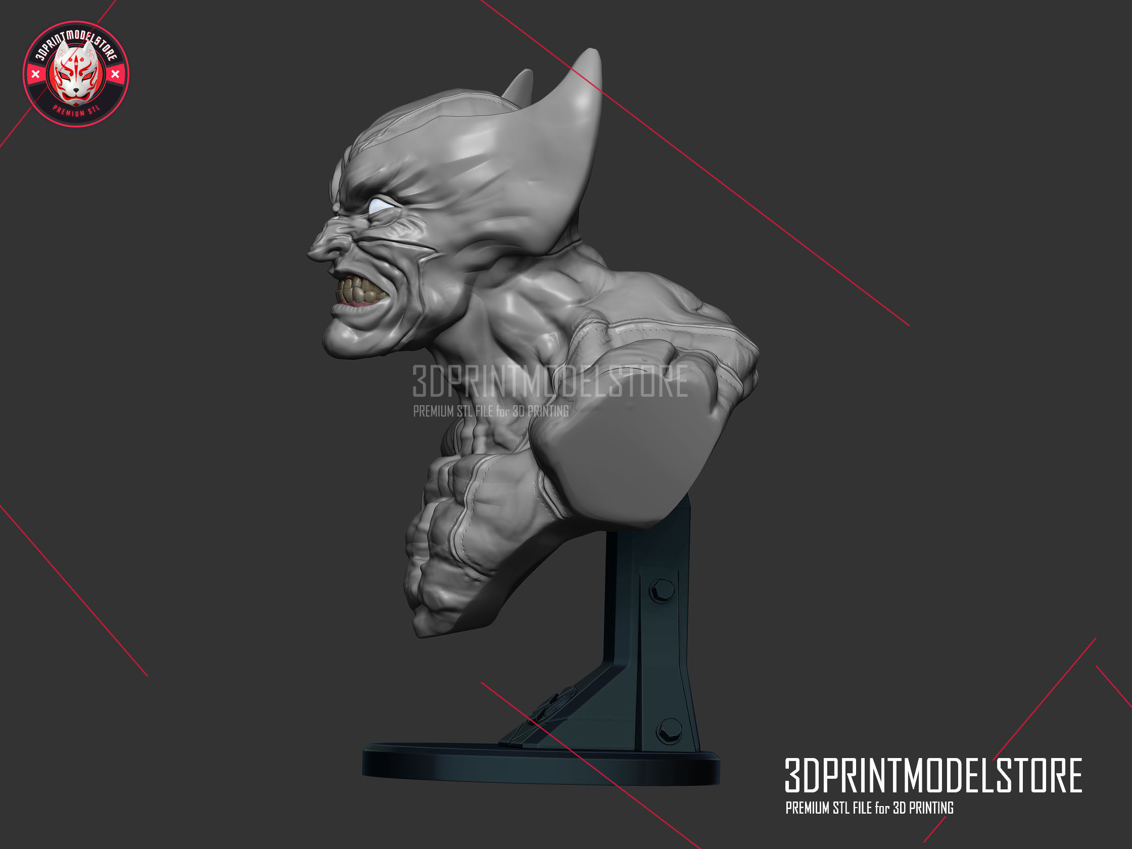 Marvel X-Men Wolverine Miniature Bust Sculpture STL File 3D print model_3
