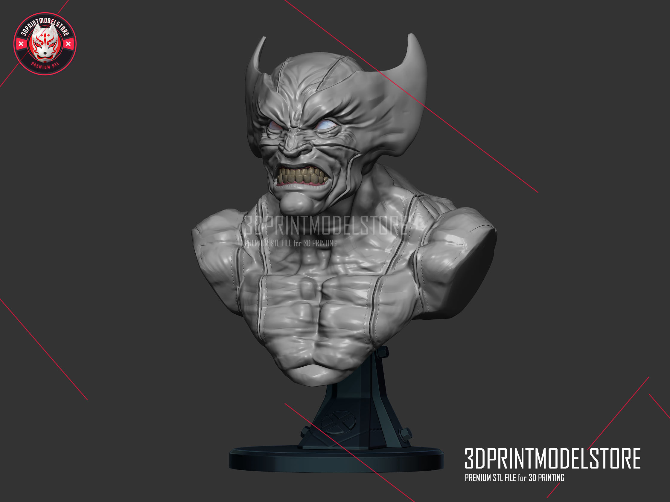 Marvel X-Men Wolverine Miniature Bust Sculpture STL File 3D print model_1