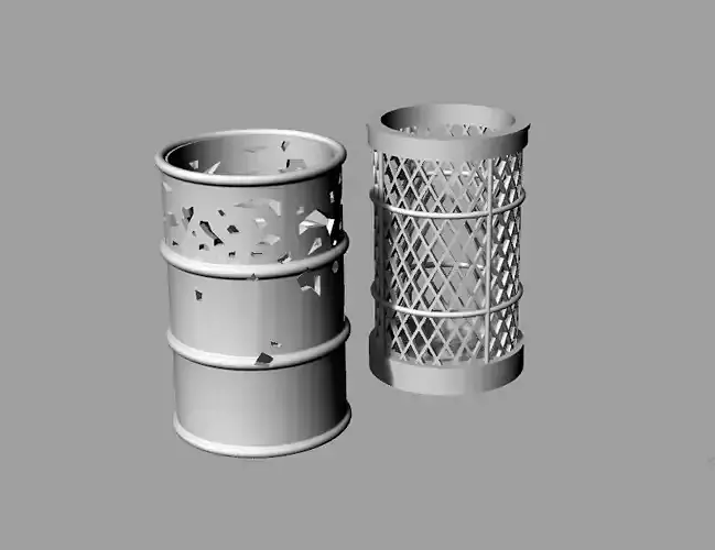 Tabletop Gaming Miniature Fallout Fire Oil Drums 32mm 3D print model
