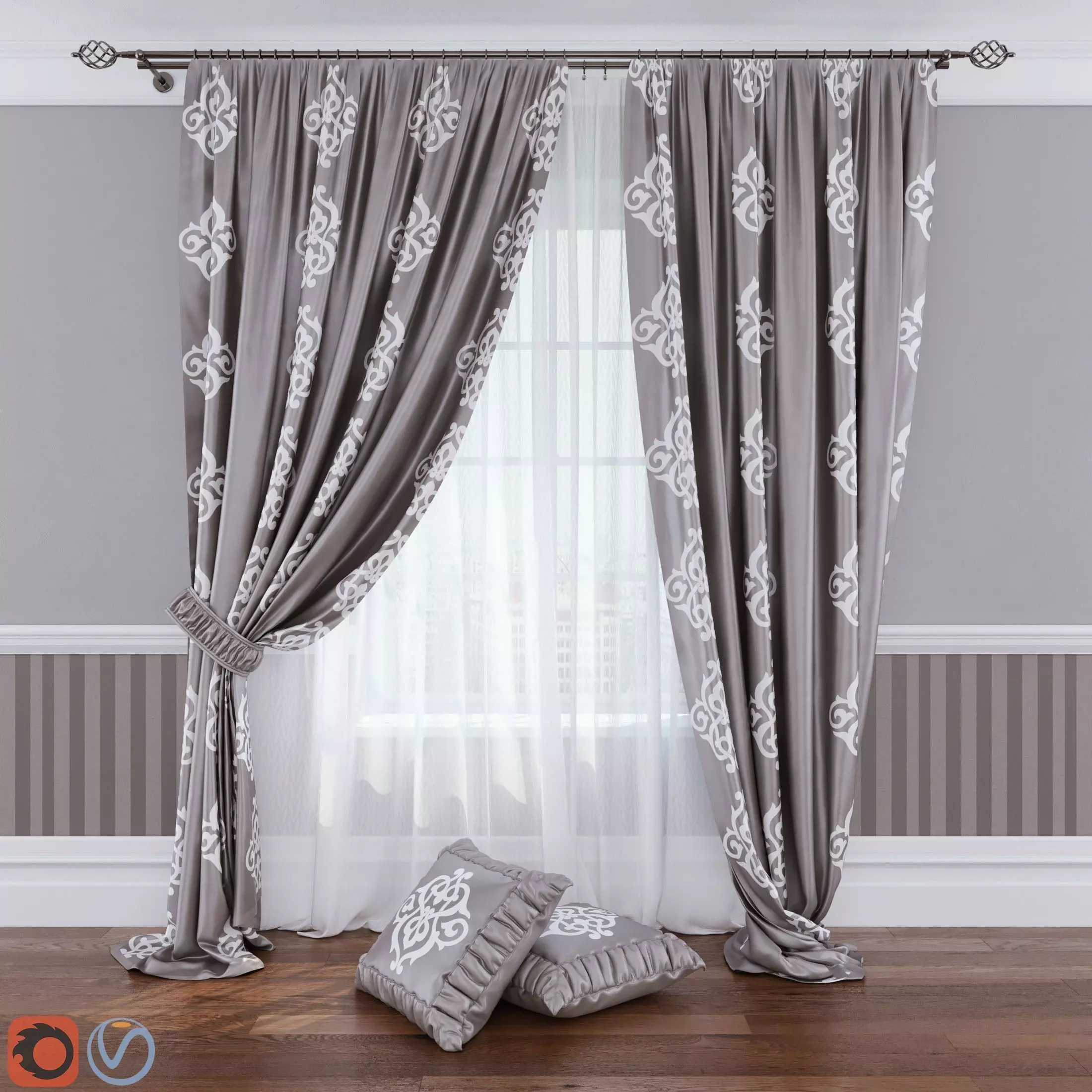 Modern Curtain 13 3D model_0