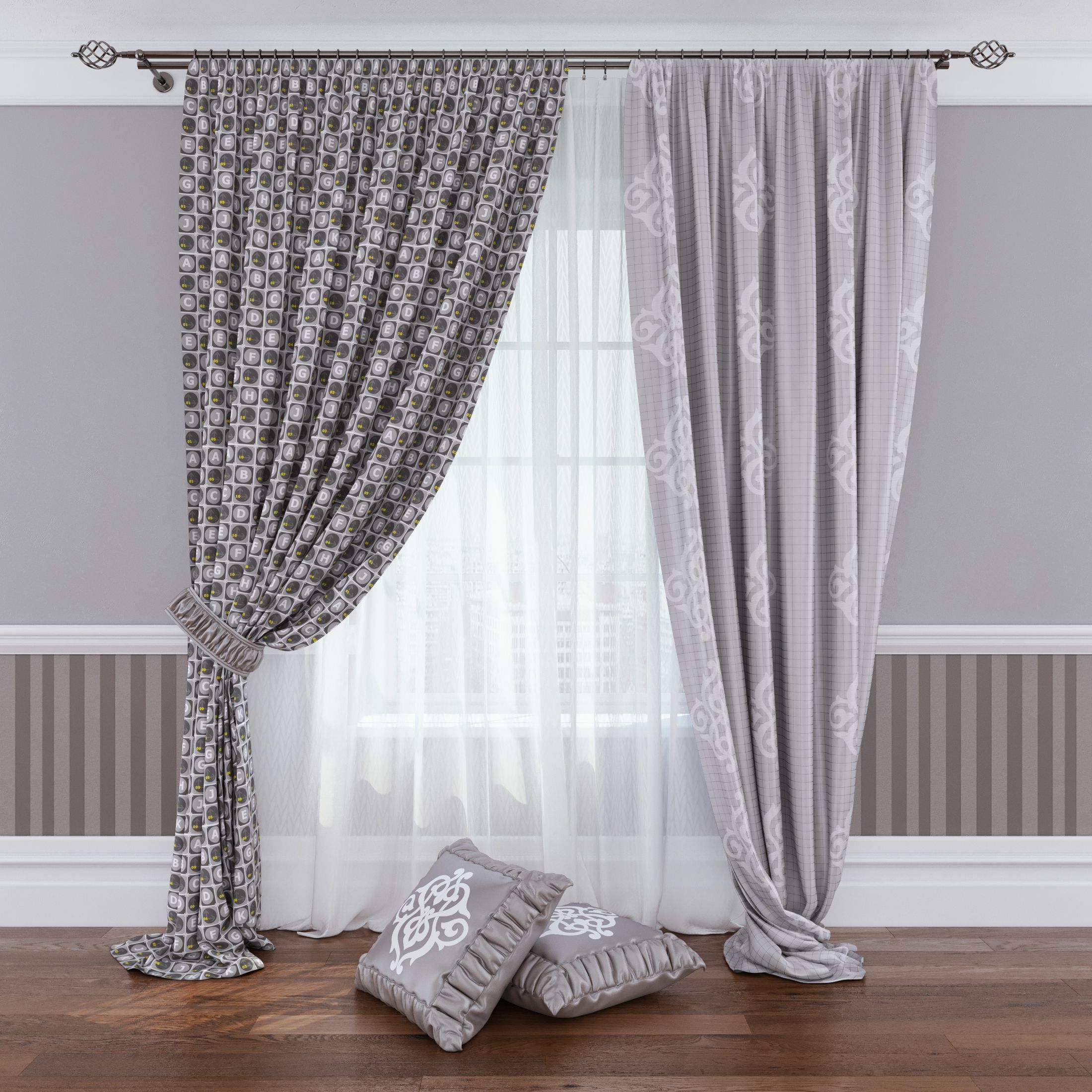 Modern Curtain 13 3D model_1