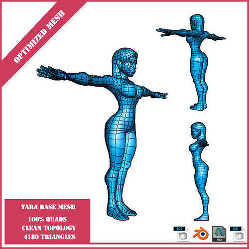 Tara Base Mesh Low-poly 3D model
