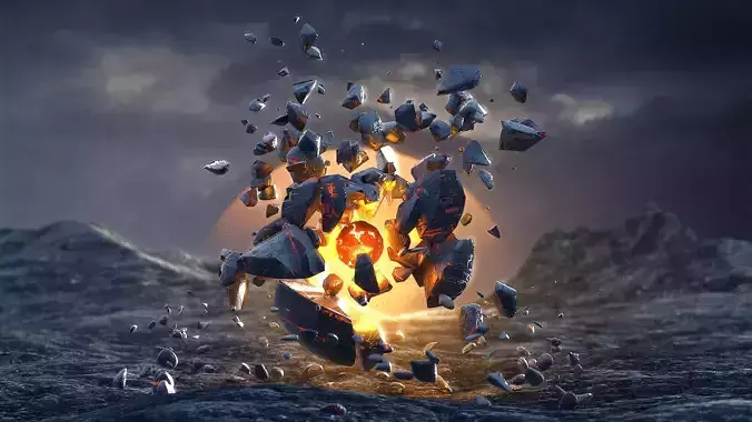 Exploded sphere Low-poly 3D model