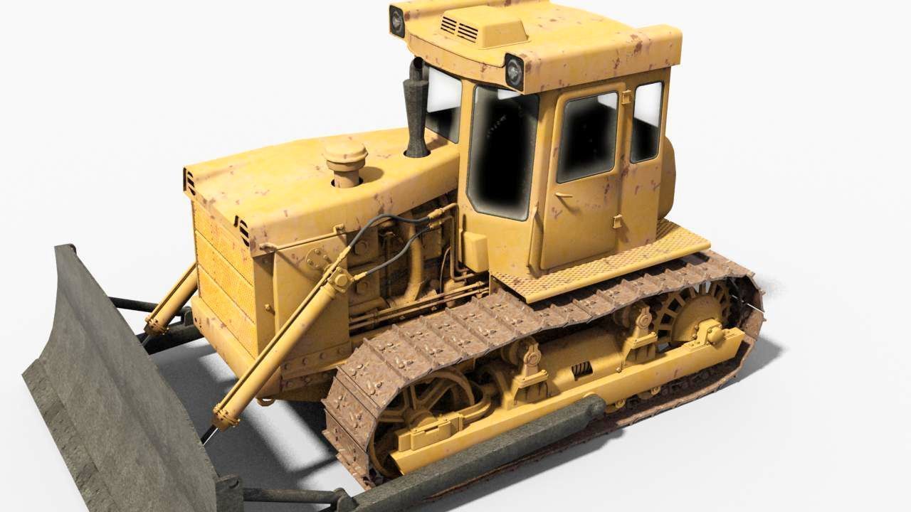 T-130 Tractor Low-poly 3D model_3