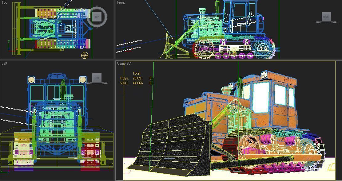 T-130 Tractor Low-poly 3D model_12