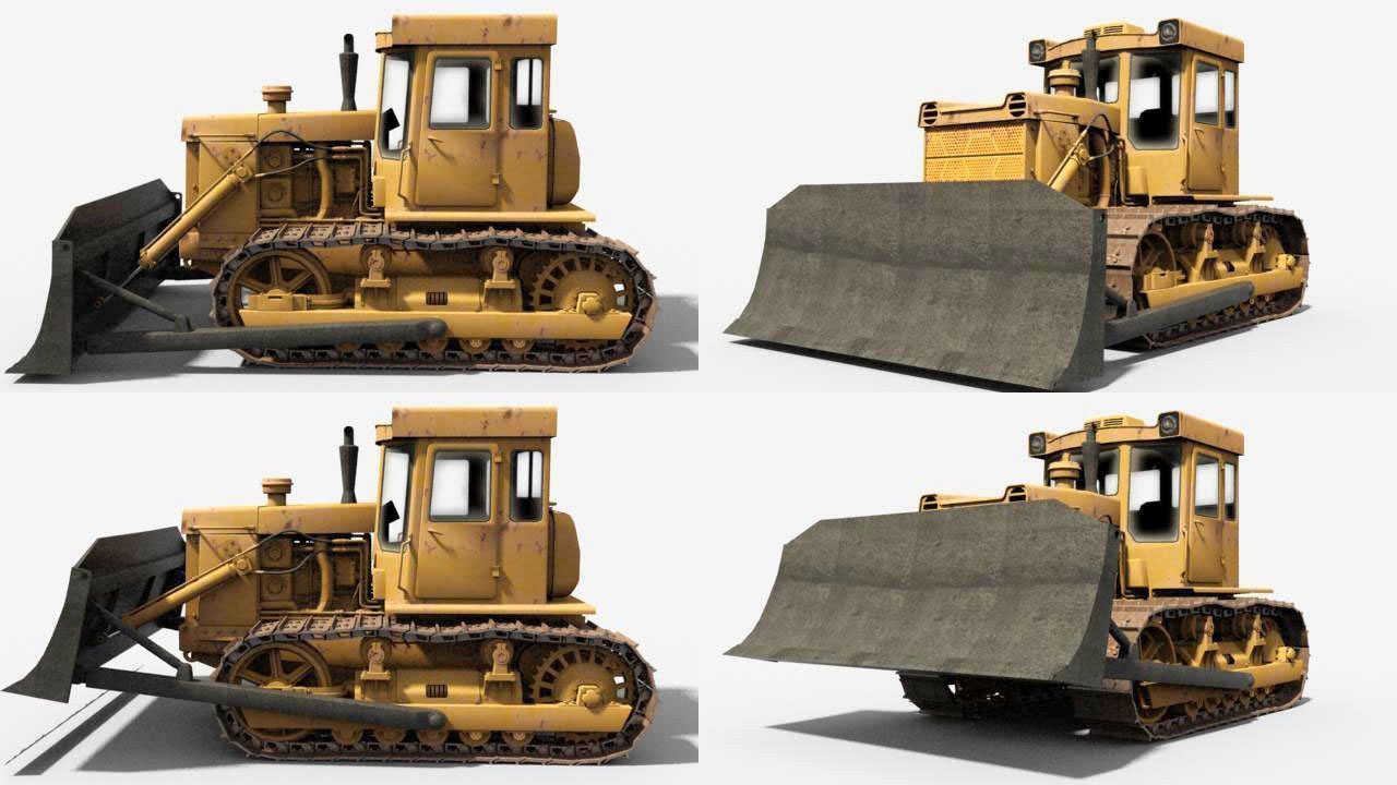 T-130 Tractor Low-poly 3D model_2