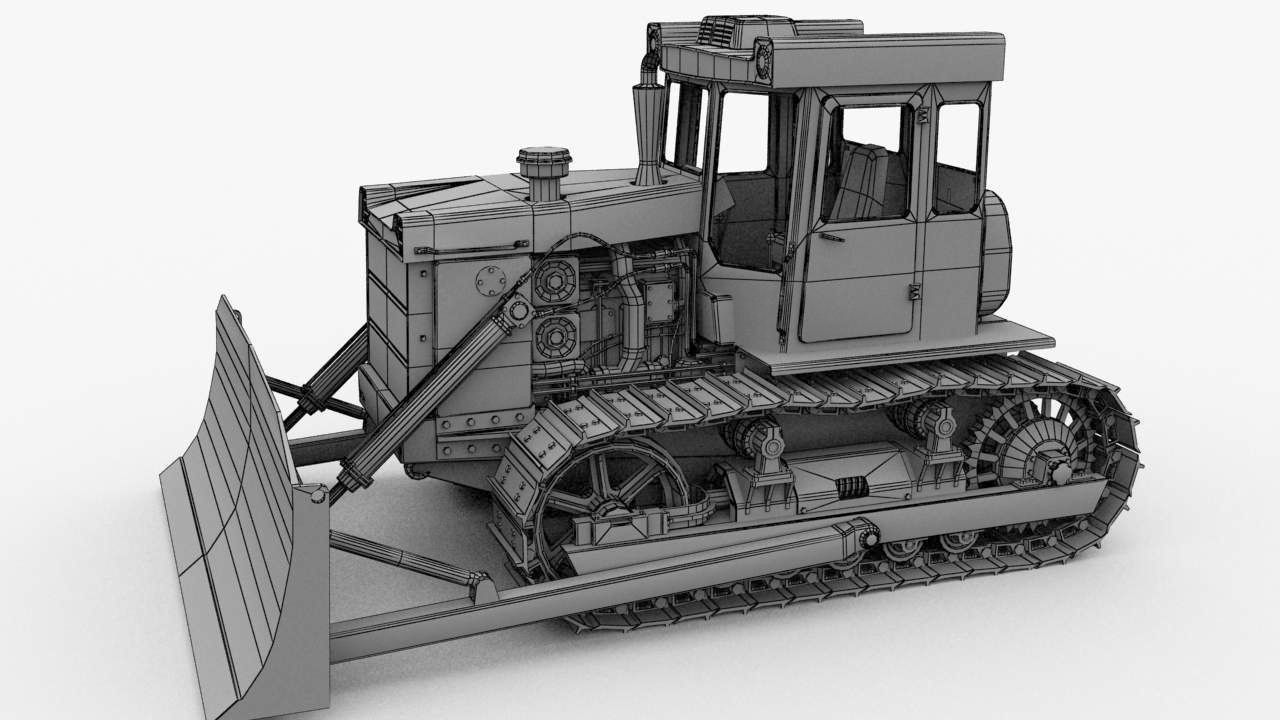 T-130 Tractor Low-poly 3D model_6