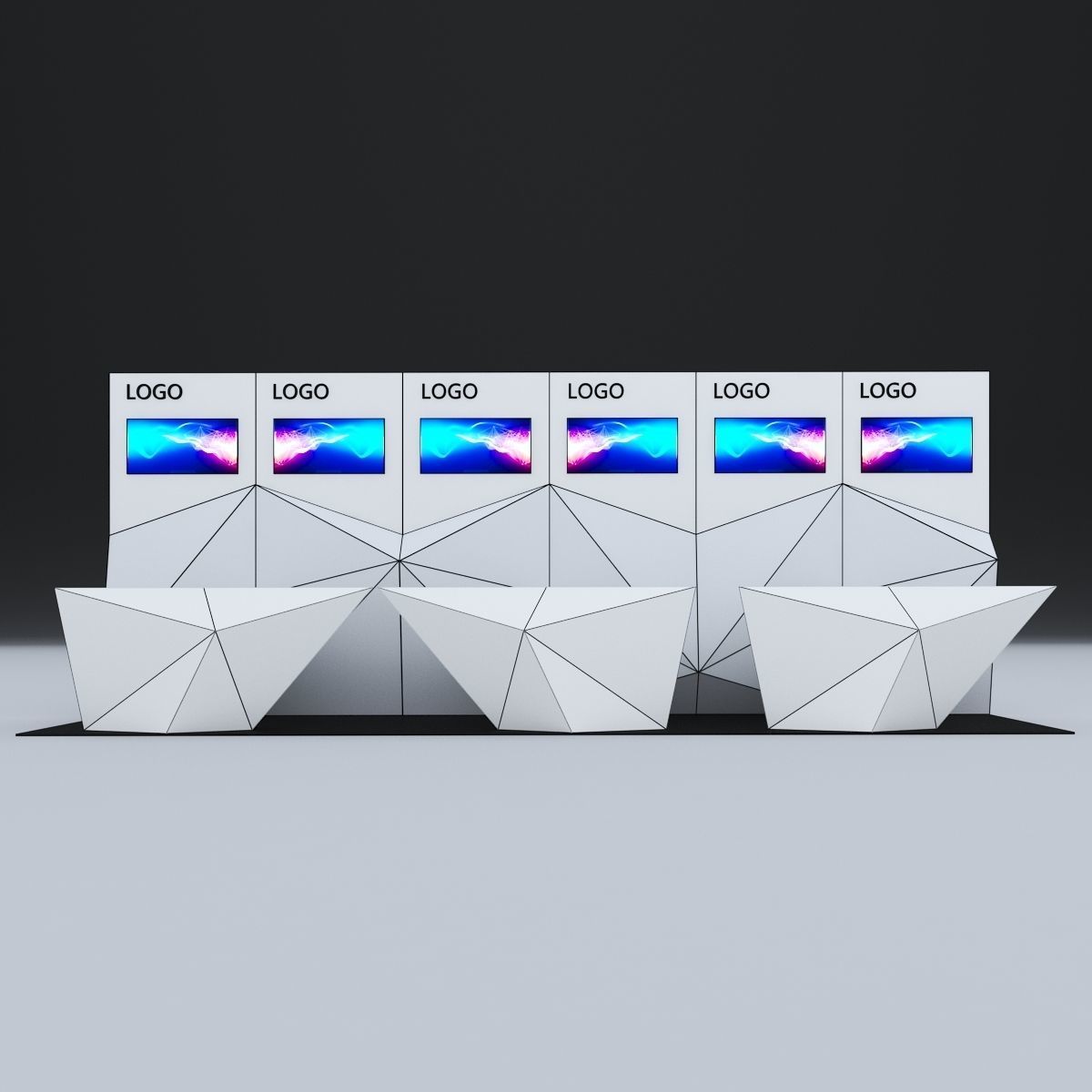 Low poly pod display stand with two monitors 3D model | CGTrader