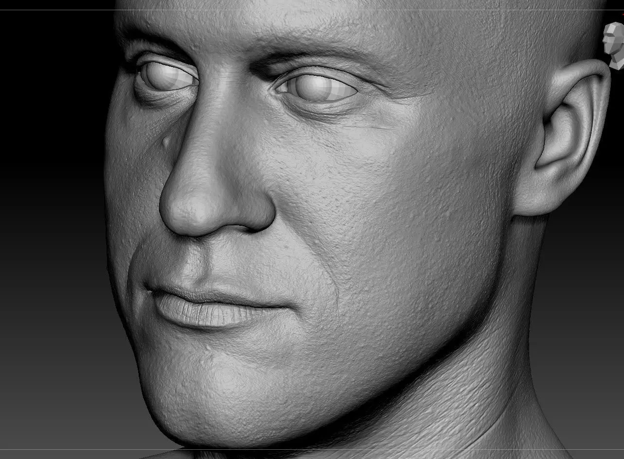 male head game-ready Low-poly 3D model_0