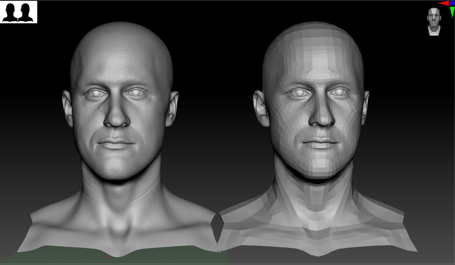 male head game-ready Low-poly 3D model_5