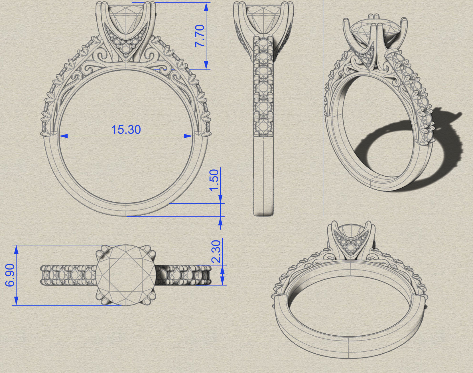 Ring French Style 3D print model_5