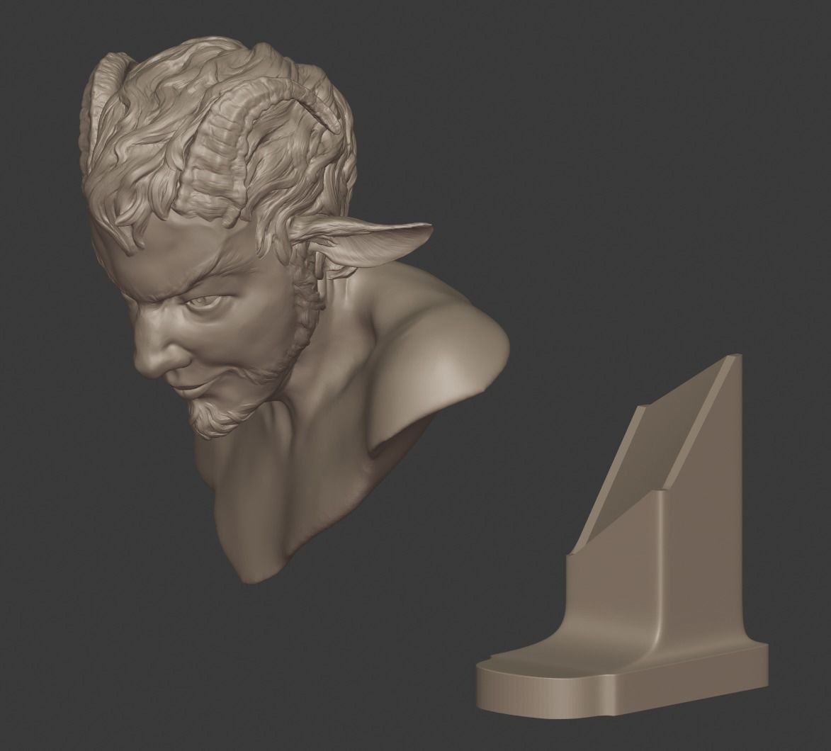 Faun bust sculpture 3D print model_5
