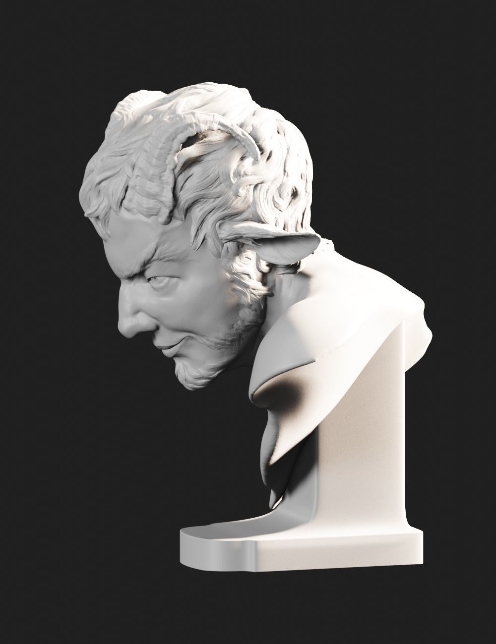 Faun bust sculpture 3D print model_2