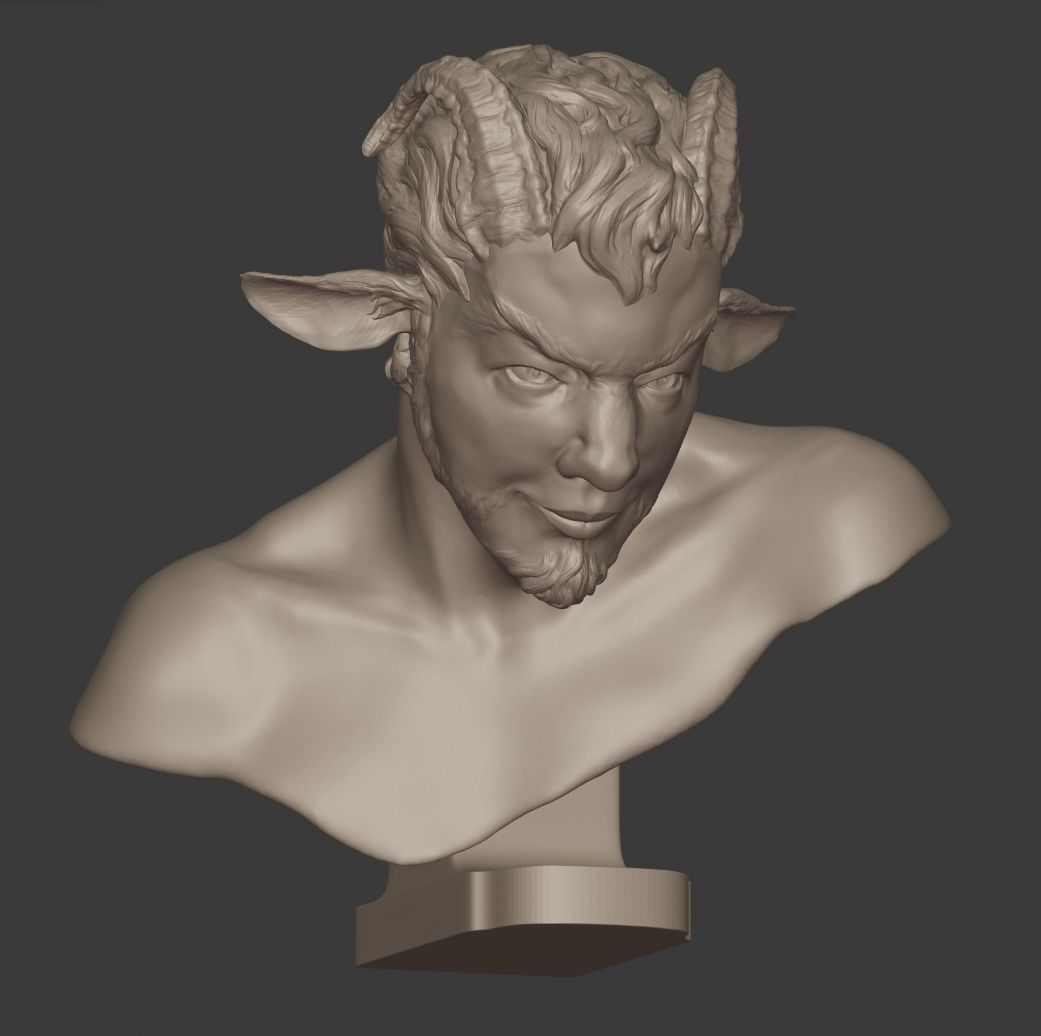 Faun bust sculpture 3D print model_4