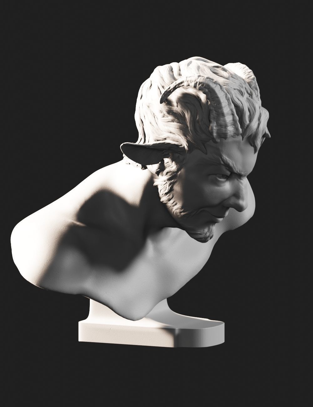 Faun bust sculpture 3D print model_3