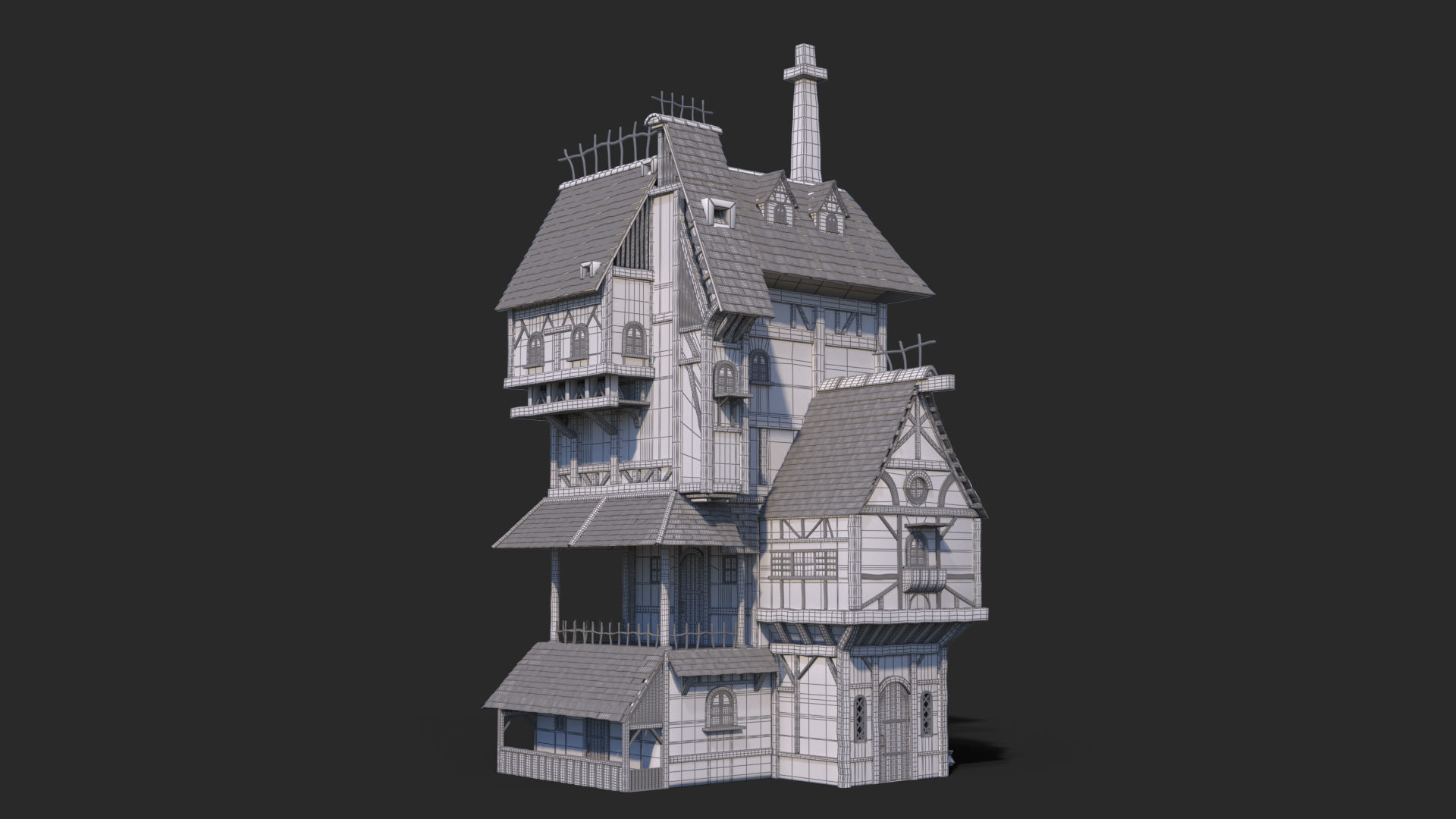 Cartoon House Low-poly 3D model_7