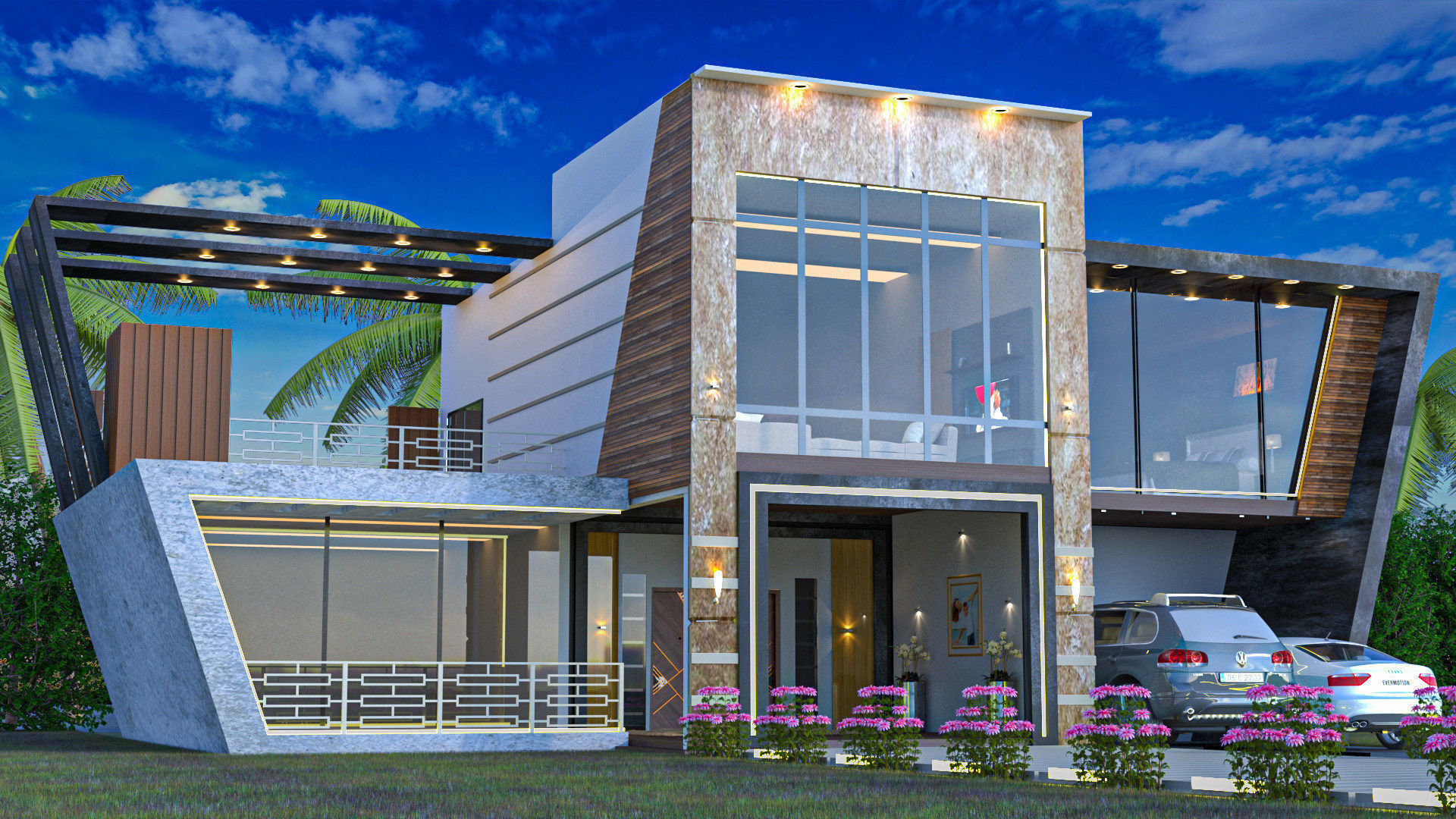 Exterior Villa Design 3D model_1