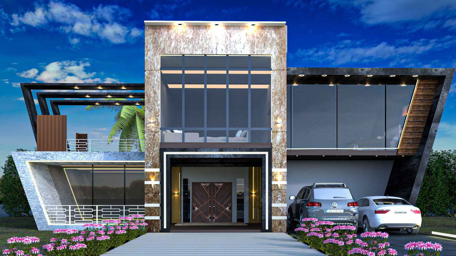 Exterior Villa Design 3D model_2