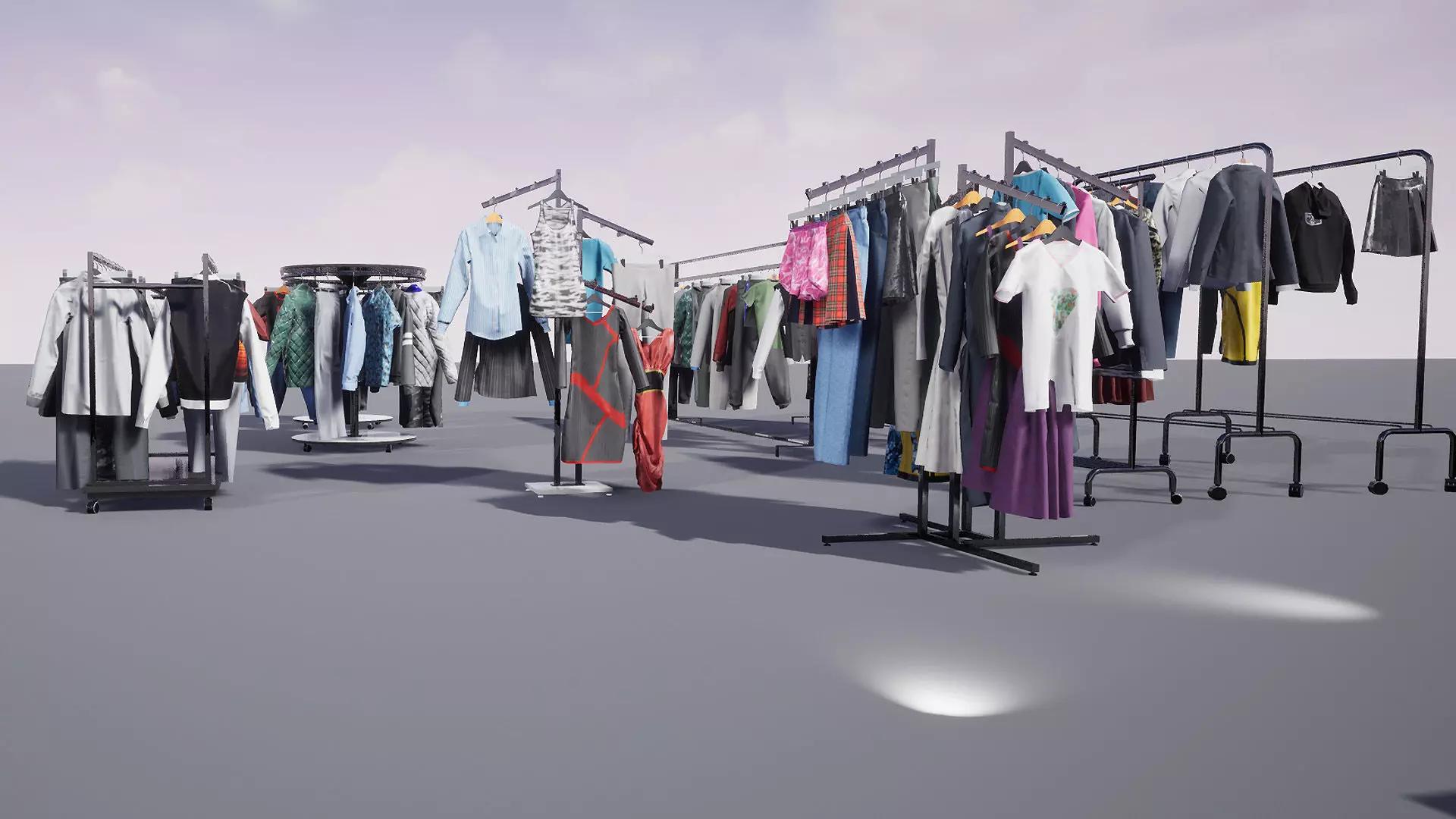 Hanging and Folded Clothing Low-poly 3D model_0