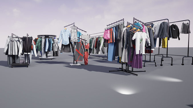 Hanging and Folded Clothing Low-poly 3D model