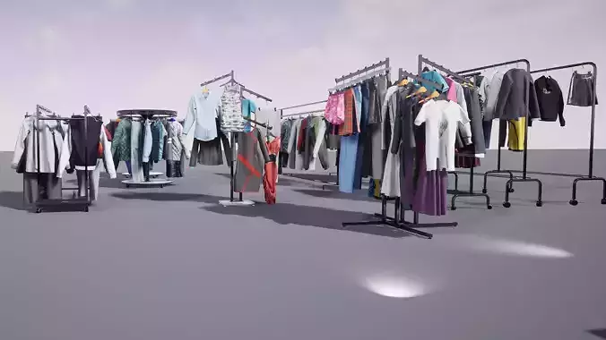 Hanging and Folded Clothing Low-poly 3D model