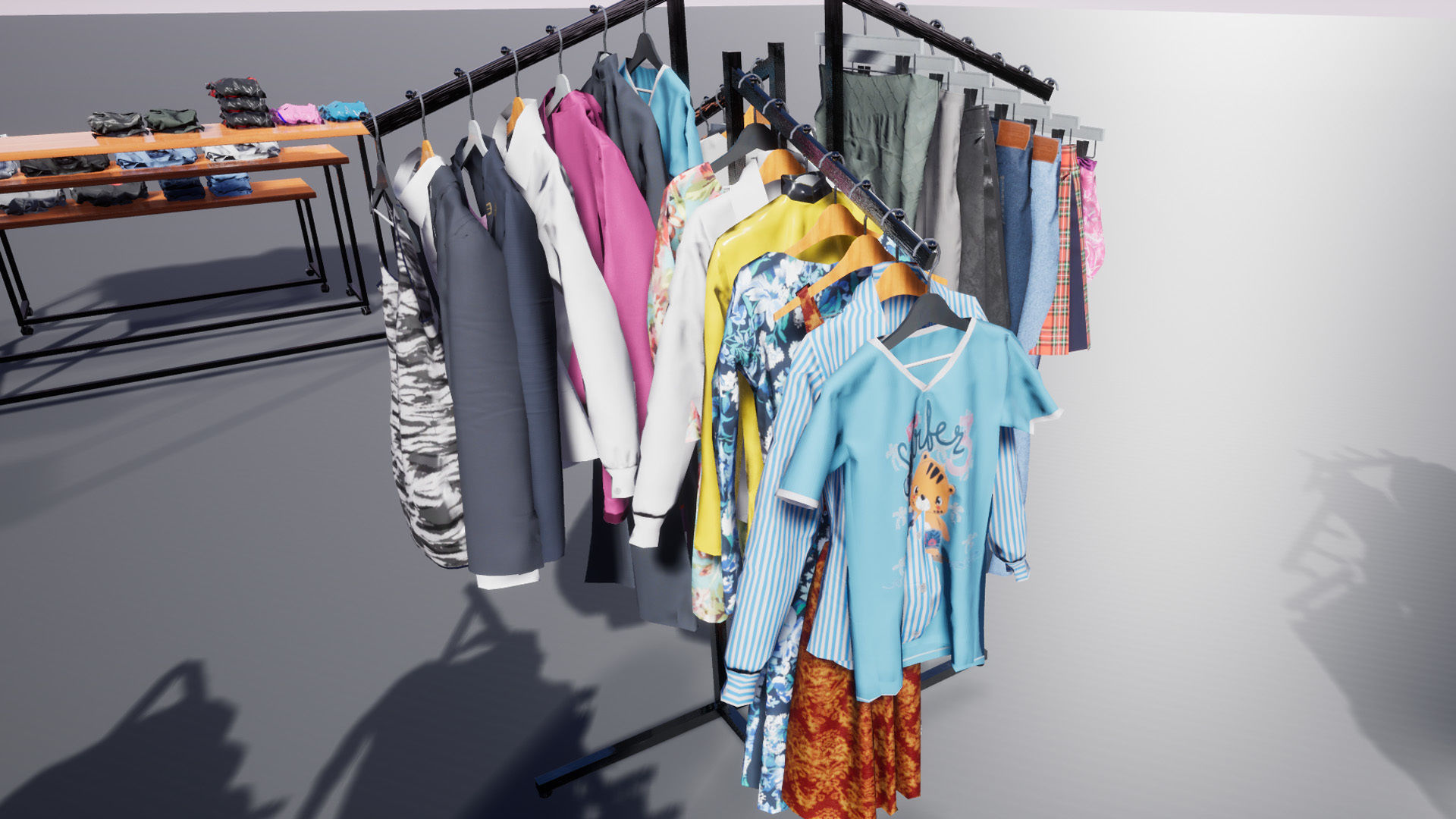 Hanging and Folded Clothing Low-poly 3D model_9
