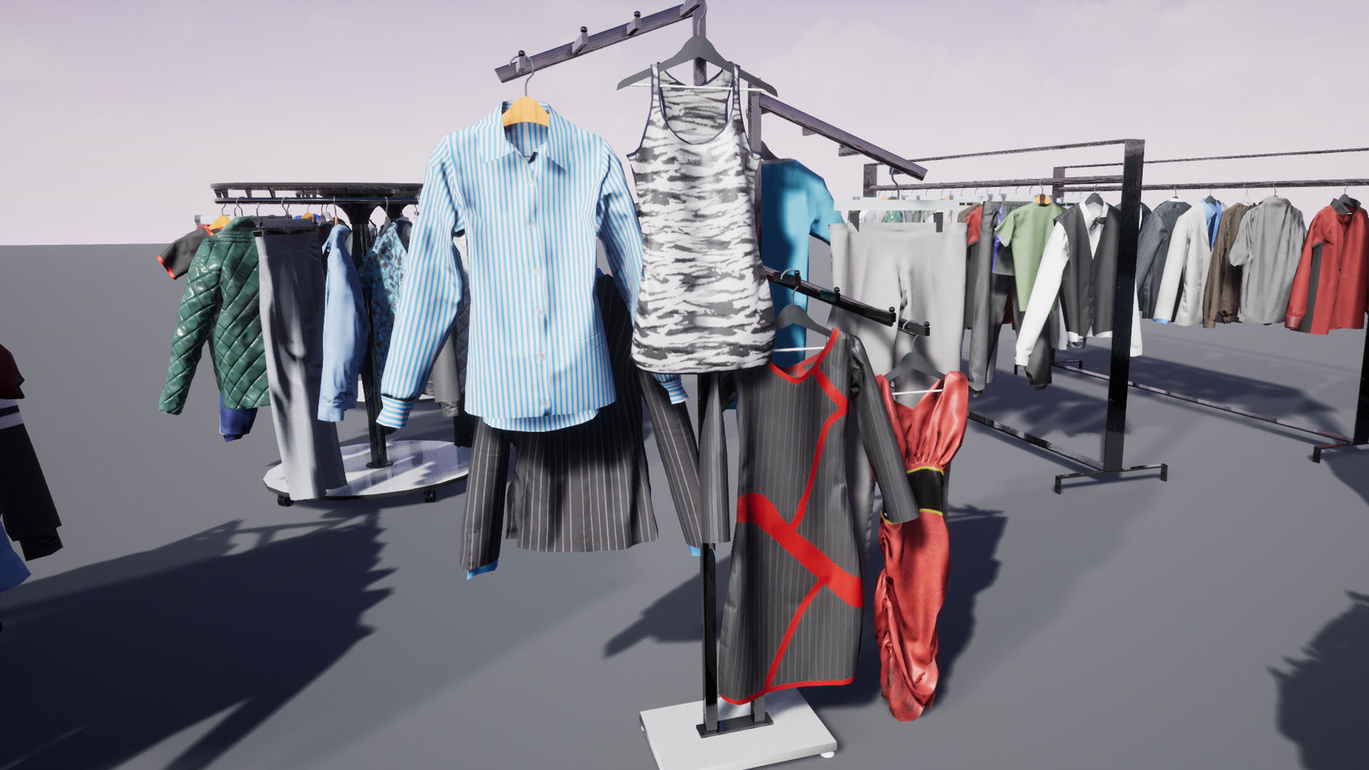 Hanging and Folded Clothing Low-poly 3D model_7