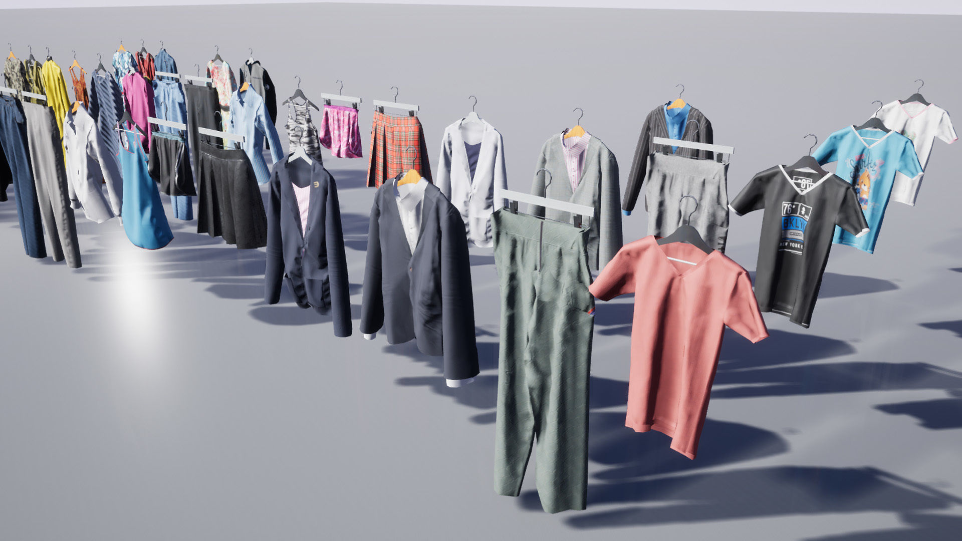 Hanging and Folded Clothing Low-poly 3D model_2