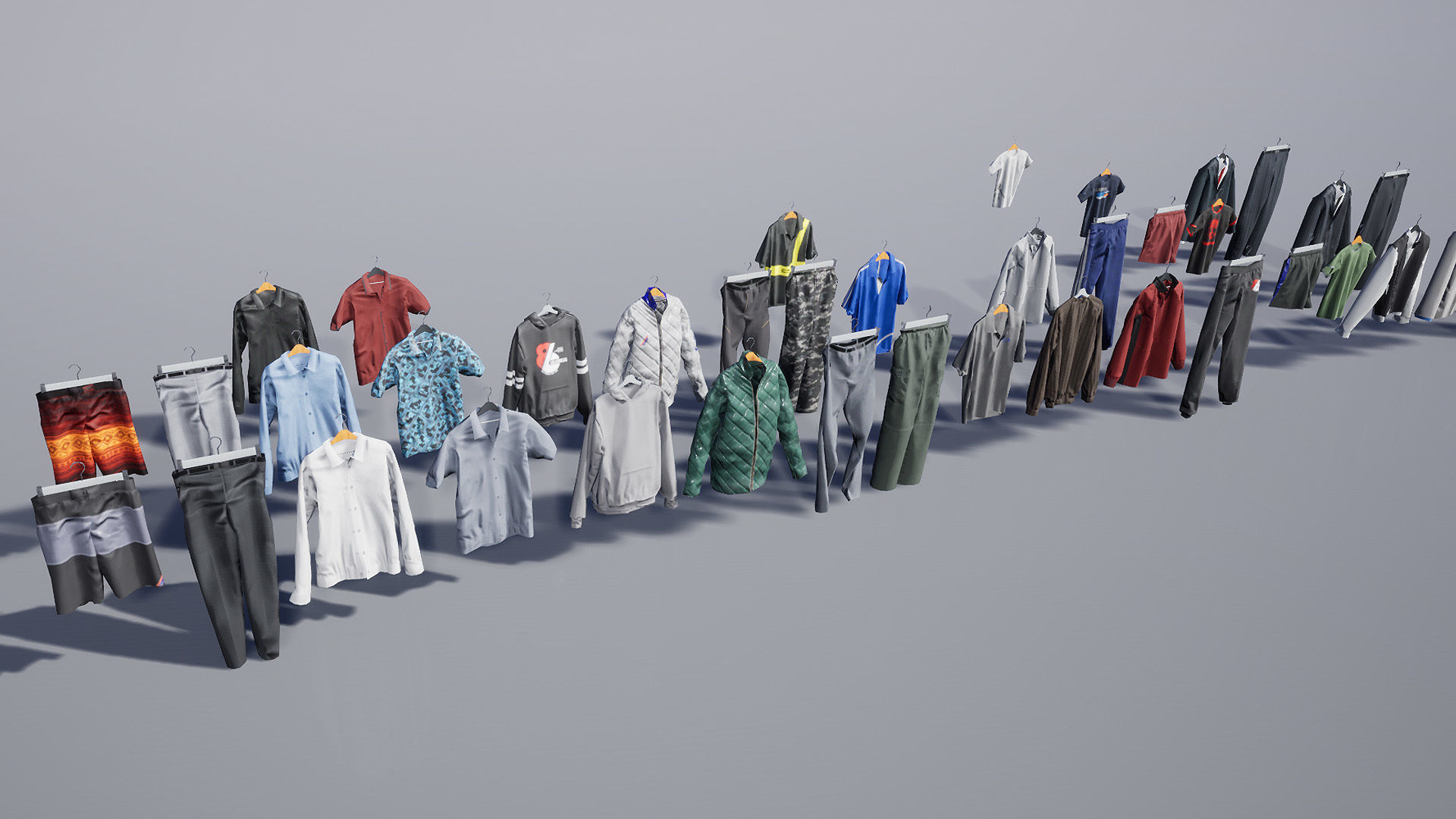 Hanging and Folded Clothing Low-poly 3D model_17