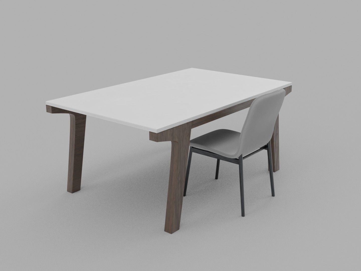 Modern Simplistic Chair and Table Free 3D model_1