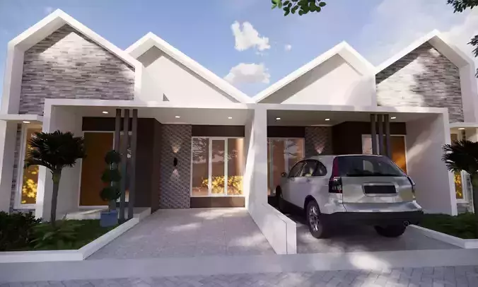3D House Design Model Facade Only 1