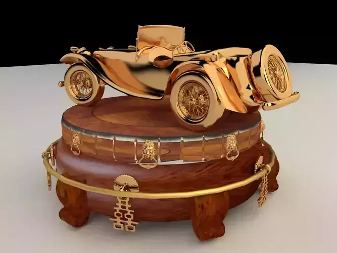 Chinese display stand with classic car