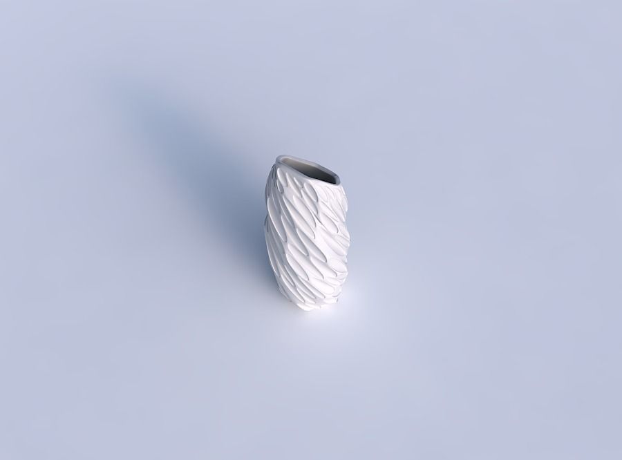 Vase twisted bent hexagon with bubbles 3D print model_1