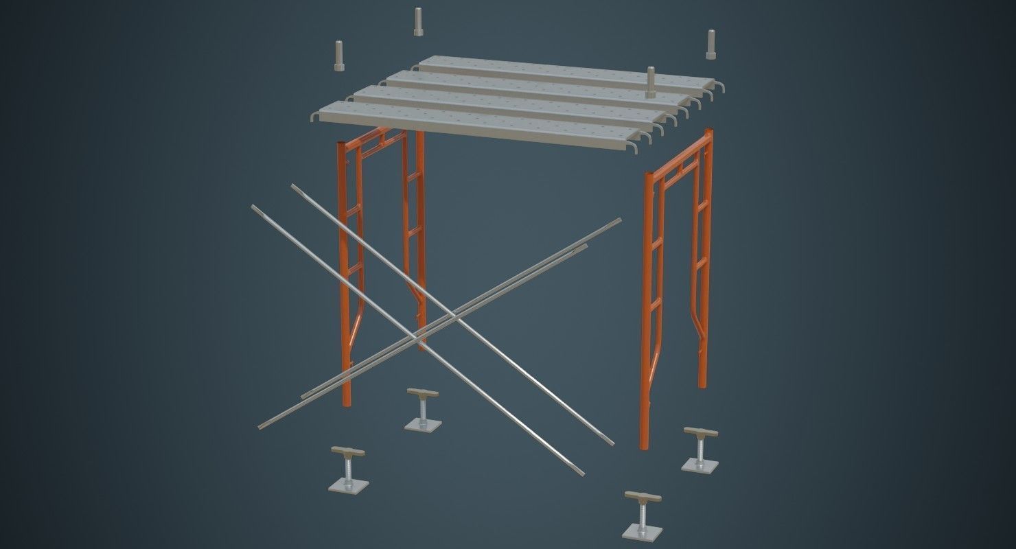 Scaffold 2A Low-poly 3D model_10