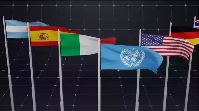 National Flag Pole - Animated 3D model