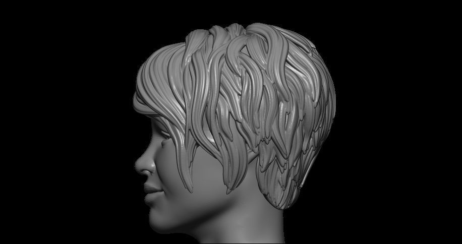 female hair style  3D print model_7