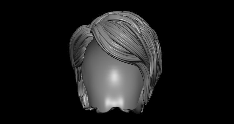 female hair style  3D print model_1