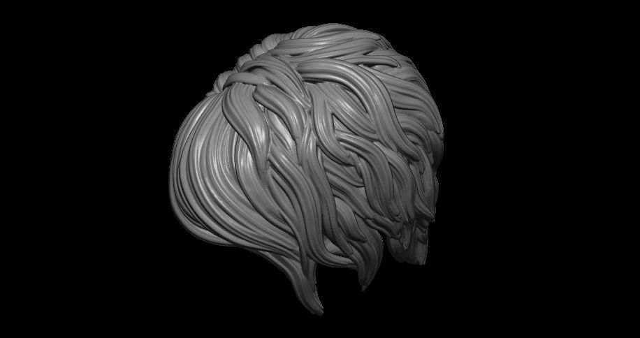 female hair style  3D print model_5