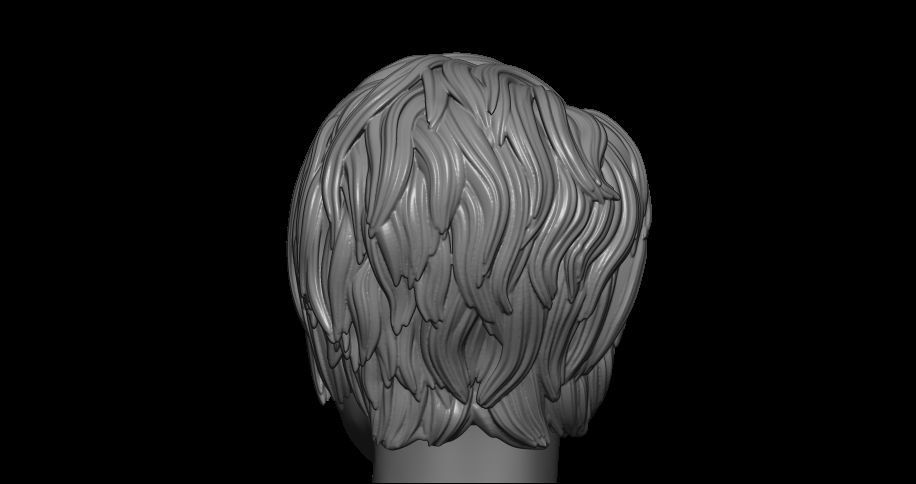 female hair style  3D print model_9