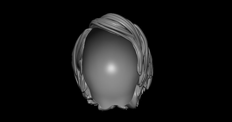 female hair style  3D print model_2
