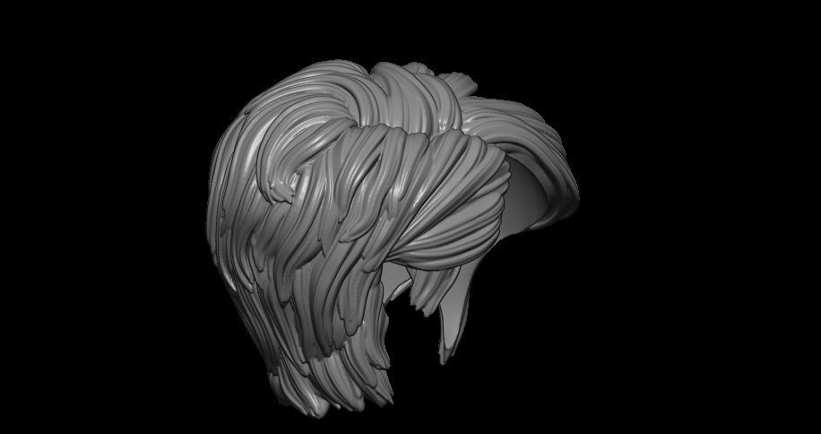 female hair style  3D print model_3