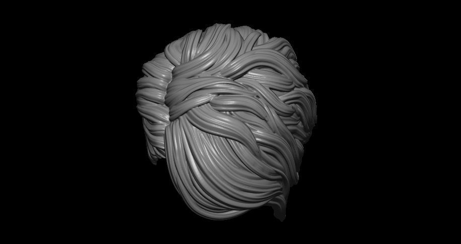 female hair style  3D print model_6