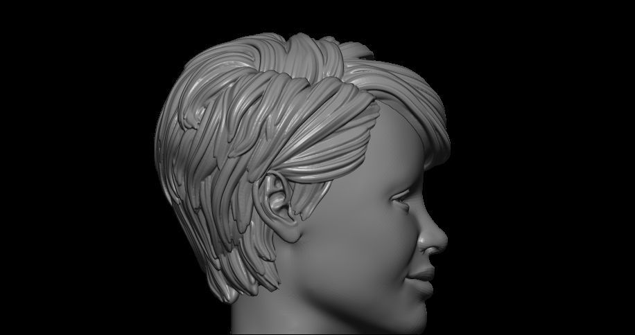 female hair style  3D print model_10