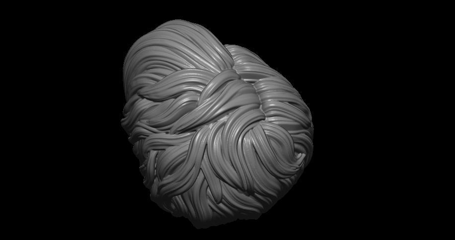 female hair style  3D print model_4