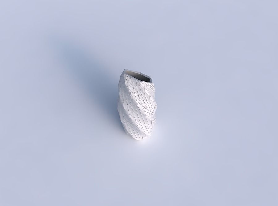 Vase twisted bent hexagon with diagonal grid plates 3D print model_1