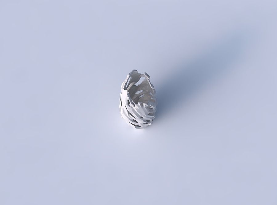 Vase twisted bent hexagon with faceted cuts and bulges 3D print model_2