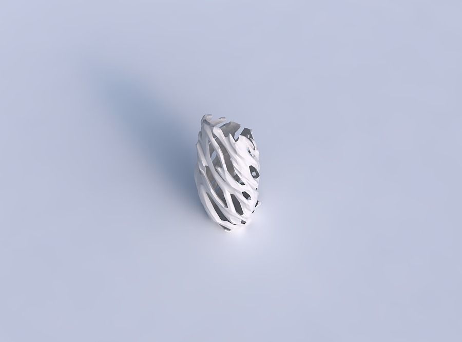 Vase twisted bent hexagon with faceted cuts and bulges 3D print model_1